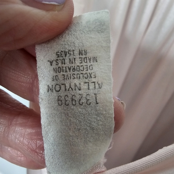 Vtg Sears Light Pink Slip Top Womens Small 8/10 Nighty Mesh Floral Embroidered - Picture 8 of 10